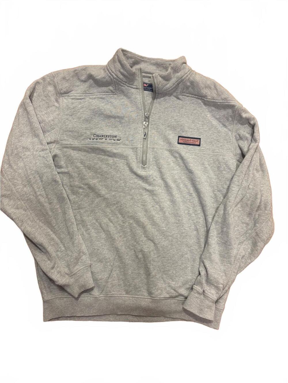 Vineyard Vines Men's Gray Charleston 1/4 Zip Pullover Sweatshirt Size Large